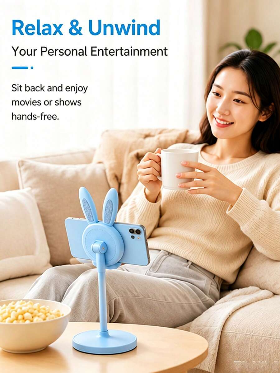 Cartoon Rabbit Universal Phone Stand, Adjustable Extendable Height-Adjustable Desktop Slouchy Phone Holder, Portable For Students Learning, Office, Bedroom, Watching And Decoration
