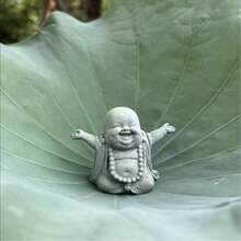 Mini Optimistic Buddha Statue, Resin Mini Figurine, Perfect Holiday Gift Choice For Outdoor Garden Decor/Patio Decor/Plant Decor/Fish Tank Decor/Balcony Decor, Flower Pot Decor, Desk Decor, Bookshelf Decor - A - View 6