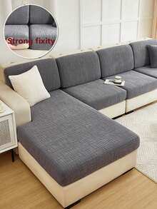 1 buah Sarung Sofa Bentuk L Bermotif Kotak-kotak Timbul Elastis Tinggi, Lembut, Ramah Kulit, Mudah Dibersihkan, Tahan Gores, Pelindung Bantal Sofa, Dapat Dicuci dengan Mesin, Sarung Sofa Ramah Hewan Peliharaan Sepanjang Musim, Cocok untuk Sofa 1/2/3 Dudukan dan Sofa Sudut Bentuk L - Dark Grey - View 4