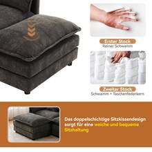 Modern L-Shaped Corner Sofa In Chenille - 3 Seat With Armrests, Dark Grey - Dark Grey 3 Seat - View 8