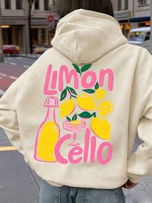 Sweatshirt Hoodie Motif Buah Lemon Liqueur Cetak Ganda Depan dan Belakang, Atasan Kasual Sehari-hari dengan Nuansa Liburan Cerah untuk Musim Gugur - Aprikot - View 8