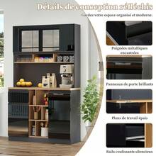Modern White Sideboard - Adjustable Shelves - Black and Natural - View 5