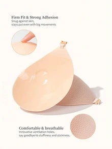 vfvQueen 1pc Adhesive Bra, Reusable Invisible Breathable Silicone Front Closure Push-Up Bra, Nipple Covers, Women's Lingerie Accessory, Suitable For Summer Dresses, Jumpsuits, Wedding Dresses - Multicolor - View 4