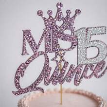 1pc 15th Birthday Cake Topper, Glitter "Miss 15" Quince Sign, Suitable For Sweet 15 Party Supplies, Spanish 15th Birthday Anniversary Cake Decoration - Double-layer Mis15 - View 10