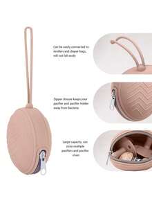 PopLittleOne 1 pieza Caja de almacenamiento de chupete de silicona para bebé, Funda protectora/Bolsa de almacenamiento de chupete de silicona suave, Accesorio para recién nacido - Rosa vieja - Ver 5