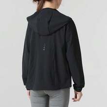 Nike Women's Solid Color Hooded Loose Zip-Up Long Sleeve Jacket - Black - View 3