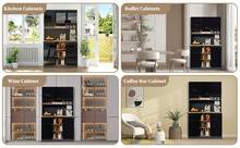 Modern White Sideboard - Adjustable Shelves - Black and Natural - View 11