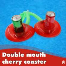 1pc Cherry Shaped Inflatable Cup Holder, Pool Floating Drink Cup Rack, Fruit Shaped Inflatable Float Cup Holder, Lightweight Inflatable Design Can Float On Water Surface, Suitable For Pool Party, Beach Vacation, Garden Water Play And Water Leisure Activities, Single/Double Cup Holder Optional For Flexible Matching, Cute Cherry Shape Adds Party Fun, Summer Pool Party And Water Gathering Atmosphere Essential, Keep Drinks Within Reach, Make Water Play Time More Enjoyable. - Multiple Styles - View 5