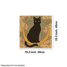 1pc Vintage Black Cat On Crescent Moon Tarot Cloth Cloud Star Celestial Altar Mat Soft Fabric Tarot Spread Table Cloth Witch Spiritual Divination Card Mat Home Ritual Decor Gift - Black - View 4