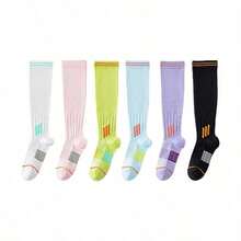 1 Pair Women's Fitness Running Jump Rope Compression Socks, Elastic Shaping Leg Compression Socks, Long Tube Yoga Socks - Multicolor - View 6