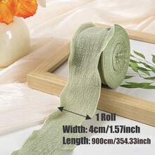 4cm Matcha Green Pleated Ribbon, High-End Ins Style Elastic Ruffle Edge Gift Packaging Ribbon, Birthday Party Packaging Ribbon, Hair Tie, Cake Packaging, DIY Bow, Wedding Bouquet, Graduation Party Floral Ribbon - Multicolor - View 2