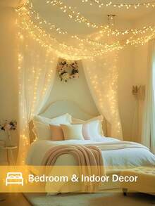 1pc 5M 50LED / 10M 80LED Battery Powered LED Fairy String Lights,Home Bedroom Decor,Battery Powered, Wedding Birthday Party Decor Lights, Outdoor Garden Yard Porh Decor Light String,Girls Room Wall Decor Fairy Lights,Festival Decor Lights - Clear - View 18