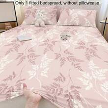 1pc Minimalist Modern Floral & Fine Leaf Branch Pattern Printed Brushed Bed Cover, Bedroom Printed Bedspread, Mattress Cover, Mattress Protector, Bedding Set (Pillowcase Not Included) - Multicolor - View 2
