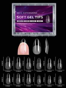240pcs Soft Gel Nail Tips, Semi-Matte Full Coverage Fake Nails M Size Almond French Style Thin Front Thick Back More Fit And Secure Peelable Gel Extension Nail Capsules Nail Art Supplies Suitable For Girls And Women Nail DIY - Clear - View 9