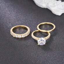 Juego de anillos de diamantes simulados estilo japonés y coreano inspirado en INS, 2 piezas/set o 3 piezas/set, anillo de mujer con diamantes morados para pareja, juego de 2 anillos con diseño de rosa 3D estilo europeo y americano, juego de anillos de compromiso con diamantes completos, joyería de boda, anillo de matrimonio con diamantes, accesorio con temática de regalo para el Día de la Madre - Morado - Ver 4
