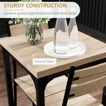 Three-Piece Minimal And Compact Dining Set, Light Wood Grain - A - View 5