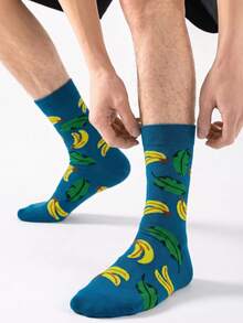 1/5/10 Pairs Men's Mid-Calf Socks, Funny Green Avocado Cartoon Unisex Sports Style Long Socks, Crazy Happy Socks - Multicolor - View 8