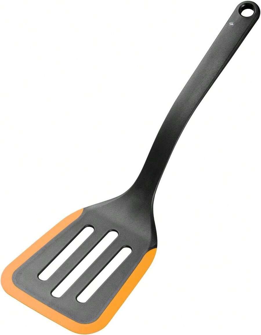 Flexibler, funktionaler Spatel für Tortillas, Pfannkuchen und Crêpes mit integriertem Halter, hitzebeständig bis 220 °C, Länge 29,5 cm, Kunststoff/Silikon, schwarz/orange - Schwarz - Übersicht 1