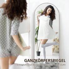 Full-Length Freestanding Mirror, 150 X 50 Cm, With Stand, Arched Design, Shatterproof Film, For Living Room, Bedroom, Black - 黑色 - 查看 4