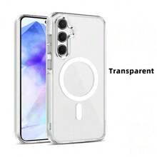 時尚手機殼，兼容 Galaxy A56 A36 A16 A26 A17 A07 A57 A37 A06 A05 A15 A25 A35 A55 A54 A14 A27 S26 Ultra S25 FE S25Ultra S24 S23 S22，亦兼容 S23 / S23 FE / S24 FE / S25 / M54 M14 M34 M15 M35 M55 M56，透明壓克力超薄防摔保護殼，手機配件，夏季無線充電防摔保護套 - 白色 - 查看 2