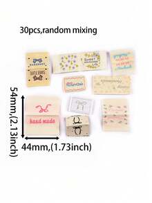 30 piezas de etiquetas con patrón de lazo multicolor aleatorio mezclado de 20-71mm para decoración personalizada de ropa, sombreros, mochilas y accesorios de costura DIY - Multicolor - Ver 7