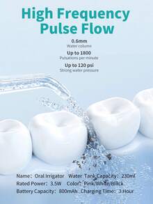 Portable Water Flosser, 3-Level Intensity Professional Electric Floss Cleaner, Suitable For Sensitive Gums, Braces And Orthodontics, 30-Day Battery Life Wireless Cordless - 彩色 - 查看 6
