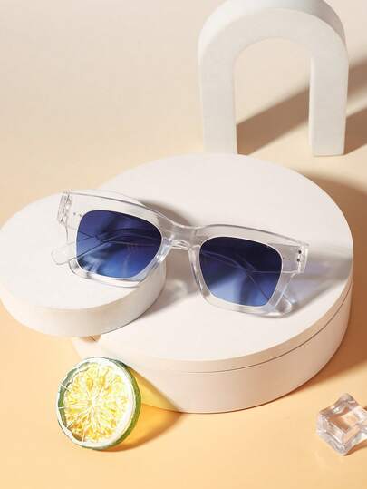 1PC Boys And Girls Square Frame Fashion Glasses, Casual Cool Summer Color-Block Outfits, Daily Outdoor Activities And Playwear, With Glasses Box