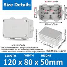 CILIA 防潑水長方形接線盒 IP55 戶外電線外殼表面安裝盒 120x80x50mm 150x110x70mm 190x140x70mm - 長方形 - 查看 4
