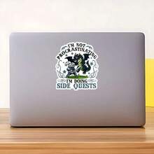 1/2/5pcs Funny Gamer Knight Dragon Vinyl Stickers,"I'm Not Procrastinating I'm Doing Side Quests",Cute Cartoon Medieval Warrior Dragon,Suitable For Laptop,Water Bottle,Notebook,Phone Case,Car Window - A - View 7