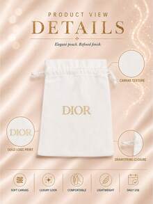 Coletero de satén blanco Dior 10cm/8cm, satén suave con estampado del logotipo de la marca, elástico sin enganches, para peinado diario, caja de regalo incluida - Blanco - Ver 7