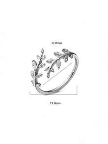 1pc S925 Sterling Silver Delicate Open Leaf Branch Ring, Fresh Forest Aesthetic, Elegant Minimalist Cool Tone, Fashionable Niche Luxury, Versatile Daily Commute Jewelry For Women - Branches and Leaves - View 10
