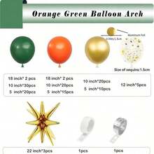 Orange Dark Green Balloon Arch Garland Set 127 Counts Sequins Foil & Metallic Gold Balloons For Wedding Birthday Christmas Thanksgiving Backdrop - Multicolor - View 5