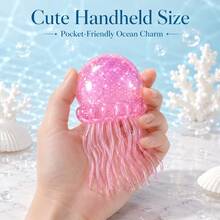 1pc Jellyfish Squishy Soft Rubber Toy, Glitter Jellyfish Squeeze Toy, Soft Slow Rebound Sensory Stress Relief Fingertip Toy, Anxiety Relief, Cute Handheld Toy, Suitable For All Ages, Blue Color, Perfect For Birthday, Christmas, Halloween And Easter Holiday Gifts - Multicolor - View 2