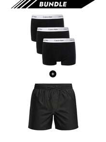 [Bundle] Calvin Klein 3 Packs Men's Boxers + Logo Tape Men's Swimshorts Black - Black+Black - View 1