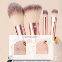 8 Peças Conjunto de Pincéis de Maquiagem Rosa Dourado, Cerdas Sintéticas Macias Premium, Pincéis de Maquiagem para Rosto & Olhos para Pó, Base, Blush, Sombra, Sobrancelha & Corretivo, Kit de Maquiagem Completo para Iniciantes - Multicolorido - Visão 3