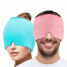 2 piezas Gorro de gel de doble uso caliente y frío, Diadema de compresa fría facial, Gorro de hielo elástico, Máscara de ojos y diadema fría/caliente, Máscara facial de gel frío, Vendaje de enfriamiento de hielo, Cubierta de cabeza de gel de paquete de hielo, Gorro de compresa fría física de enfriamiento, Diadema de seda de hielo con cubierta para la frente y los ojos, Gel ajustable, Adecuado para todo tipo de piel, Para hombres y mujeres, Reutilizable, Escuela, Vuelta a la escuela, Viaje, Artículos esenciales de viaje, Artículos esenciales para el hogar, Máscara de ojos, Antifaz para dormir - Multicolor - Ver 13