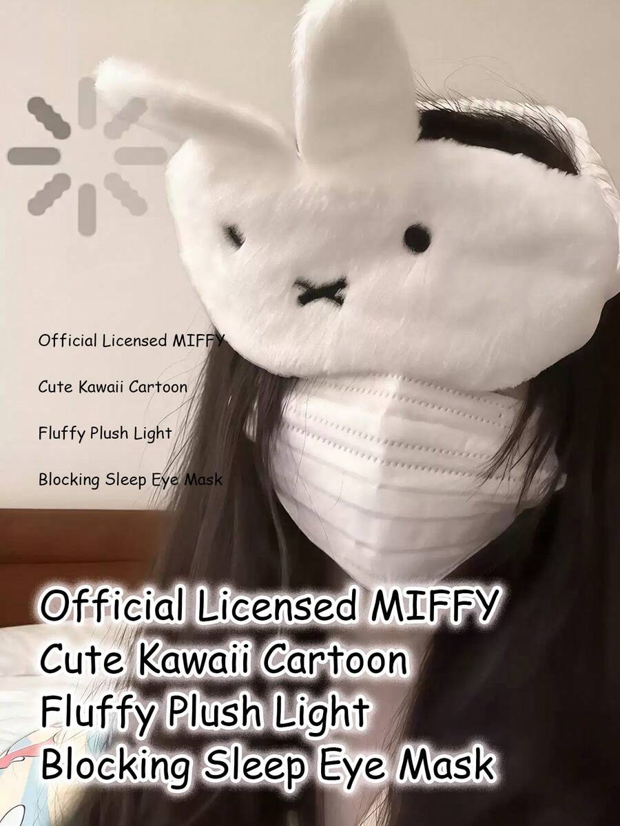 Official Authorized MIFFY Cute Cartoon Plush Blackout Sleep Eye Mask, Ins Style Soft Eye Mask, Suitable For Office Rest, Travel And Daily Napping, Comfortable Rest Accessory For Girls, 2026 Hot-Selling Tk Ins Limited Cute Relaxation Gift, Suitable For MIFFY Fans - Eye Mask - View 1