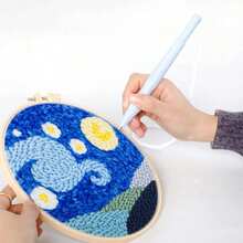 1pc Starry Sky Pattern Punch Needle Embroidery Beginner Kit, Adult Punch Needle Embroidery Set, DIY Cross Stitch Rug Beginner Kit, Home Decor Punch Needle Starter Kit With Tools - Multiple Styles - View 3