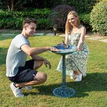 Bird Bath For Outside, Polyresin Pedestal Bird Baths For Outdoor, Garden, Weather-Resistant Birdbaths With 20" Bowl - Bronze - View 4