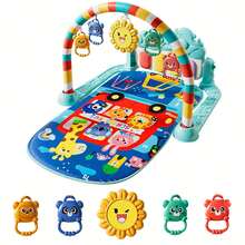 Newborn Baby Essentials Baby Musical Play Gym Mat, Toddler Bed Crib Musical Activity Mat & Hanging Toys, Gym Mat For Newborn Infant Early Development - Grey - View 9