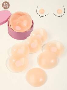 2/10/12入可重複使用隱形乳貼，女性用黏性乳花貼，薄邊緣無膠中心，附便攜收納盒 - 彩色 - 查看 11