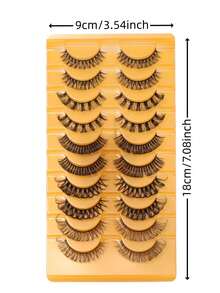 10 Pairs Mixed Wispy Fluffy False Eyelashes Pack, Natural To Dramatic Faux Mink Strip Lashes, Reusable Soft Eyelashes For Women Daily Party Makeup - 查看 4
