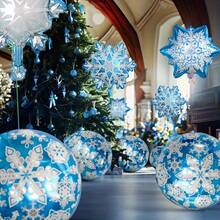 5pcs Medium Mini 5-Size Snowflake Aluminum Foil Balloon Set, Suitable For Christmas, New Year And Winter Holiday Decoration - Random Christmas Balloon Style - View 4