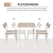 5-Piece Dining Set With Wood-Effect MDF Top And Grey And White Metal, Including A Table And Four Chairs For A Modern Dining Room. - 淺灰色 - 查看 4