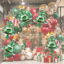 10pcs 16 Inch Mini Christmas Decoration Cartoon Christmas Tree Aluminum Foil Balloons Suitable For Christmas Party Decoration Balloons (Without Sticks And Ropes) - View 2