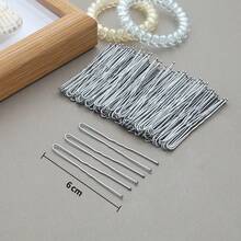 50/100/150pcs Black Straight U-Shaped Hair Pins Women Hair Clips Curly Wave Hair Clips Women Hair Clips Styling Hair Accessories Lock Curly Hair Clips Straight Hair Clips Black Hair Clips Bridal Hair Accessories Hair Clips Styling Hair Accessories Women Hair Bun - Silver - View 4