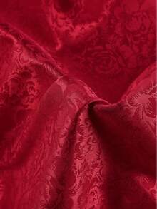 Vintage Rose Floral Jacquard Fabric, Deep Red Embossed Floral Pattern Textile, Wrinkle-Resistant Luxury Fabric, Suitable For Dresses, Skirts, Cushions, Curtains, Table Runners, DIY Sewing, Wedding Decoration Fabric - 1 - View 6
