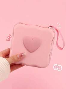 Portable Large Capacity Data Cable Storage Bag, Cute Heart-Shaped Candy Colored Zipper Storage Bag, Digital Accessory Storage Box, Anti Drop Zipper Bag, Can Store Data Cables/Headphones/Change/Keys/Small Documents/USB Drive/CCD Camera, Etc - View 16
