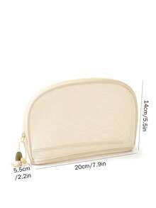 1/3pcs Large Capacity Macaron Color Mesh Makeup Bag, Fresh Style, Premium Quality, Beige Multifunctional Mesh Storage Bag; Portable Zipper Pouch/Travel Toiletry Bag, Suitable For Home Or Office, Also An Excellent Gift For Friends; Bohemian Style, Can Also Be Used As Swimming Beach Bag - Beige - View 16