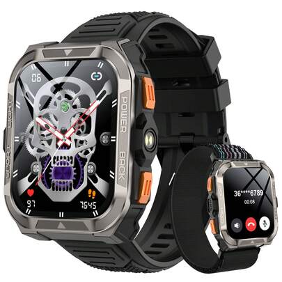 Blackview Smart Watch For Men,With GPS ,Fitness Watch, 1.91" HD Screen Tactical Sport Watch With Compass & LED Flashlight, Waterproof Military Smartwatch With Bluetooth Call, Activity Tracker,Heart Rate Sleep Monitor,Fitness Tracker For IOS Android